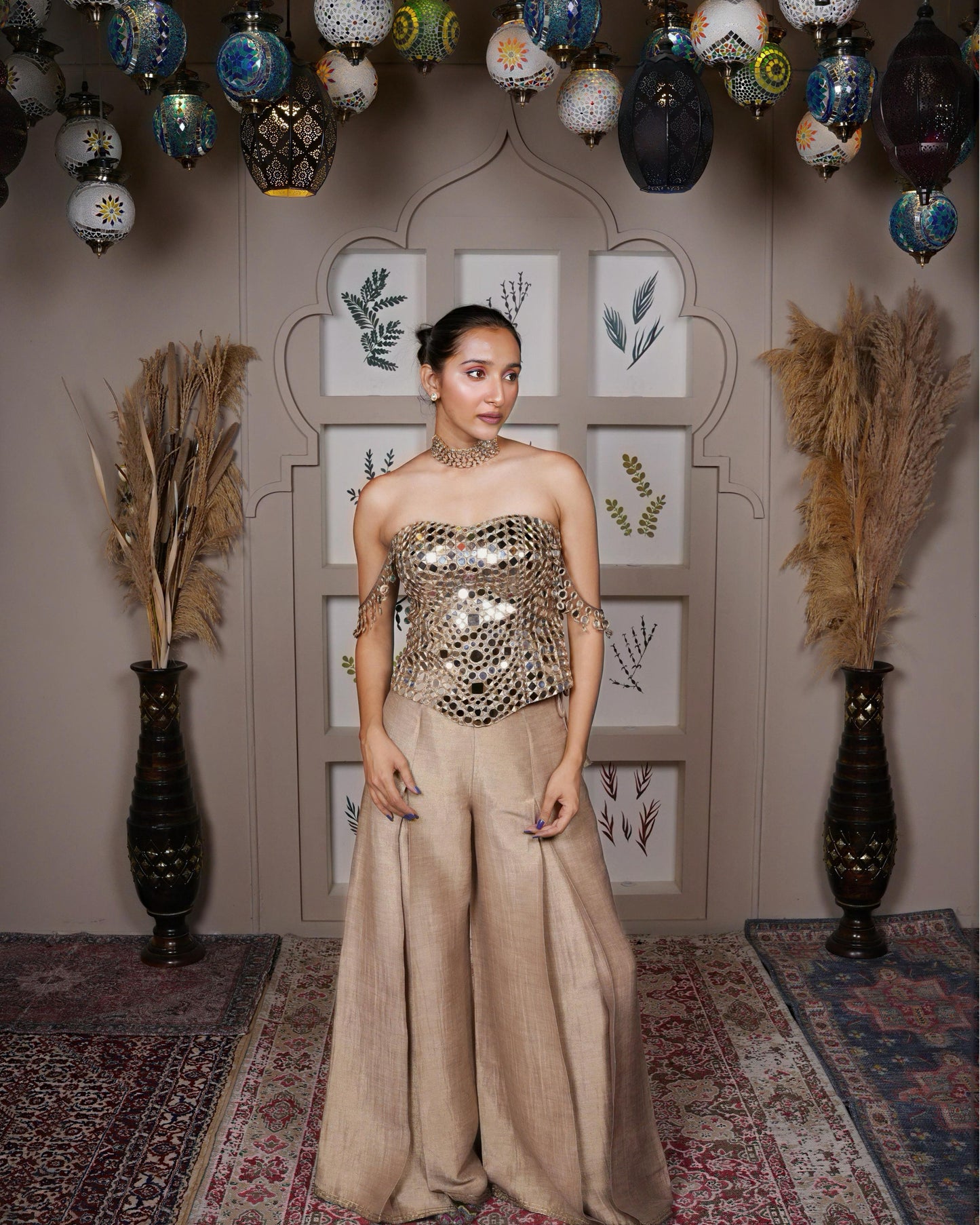 Name Noor Metallic Mirror Corset Set