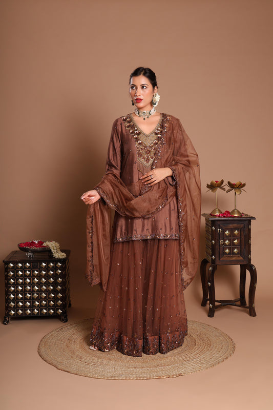 MAHOGANY BLOSSOM SHARARA SET