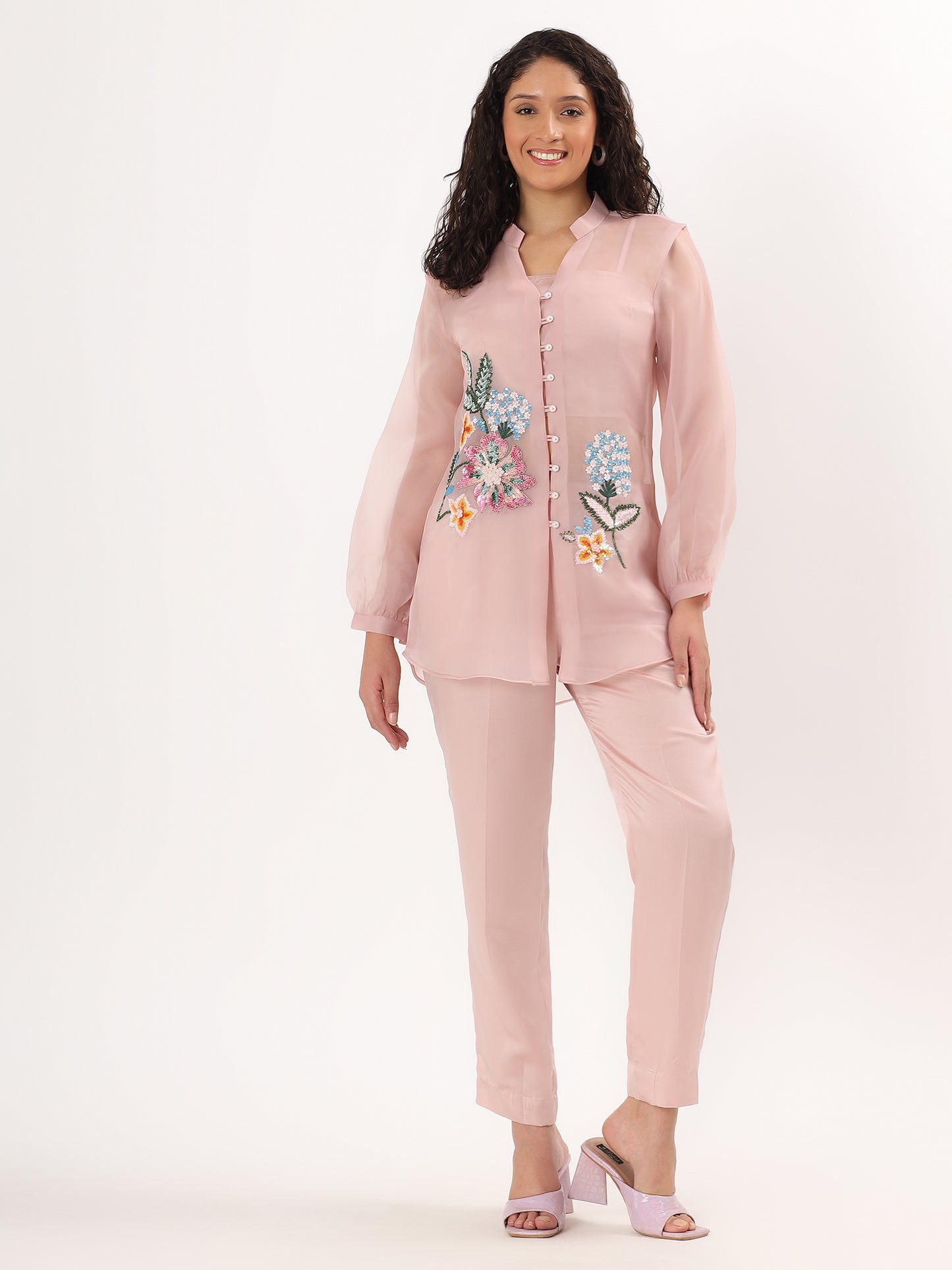 Petal Pink Floral Embroidered Co-ord Set