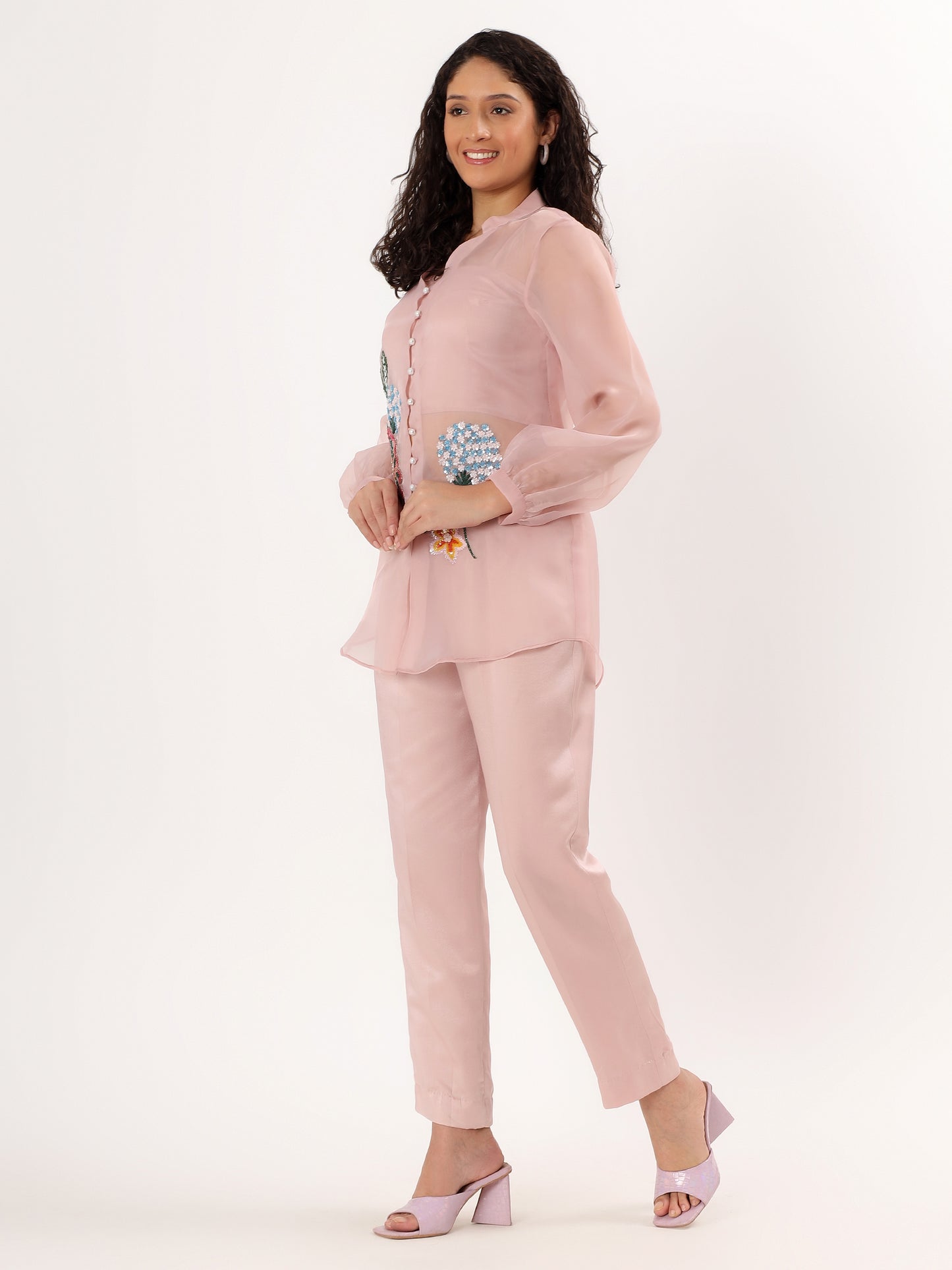Petal Pink Floral Embroidered Co-ord Set