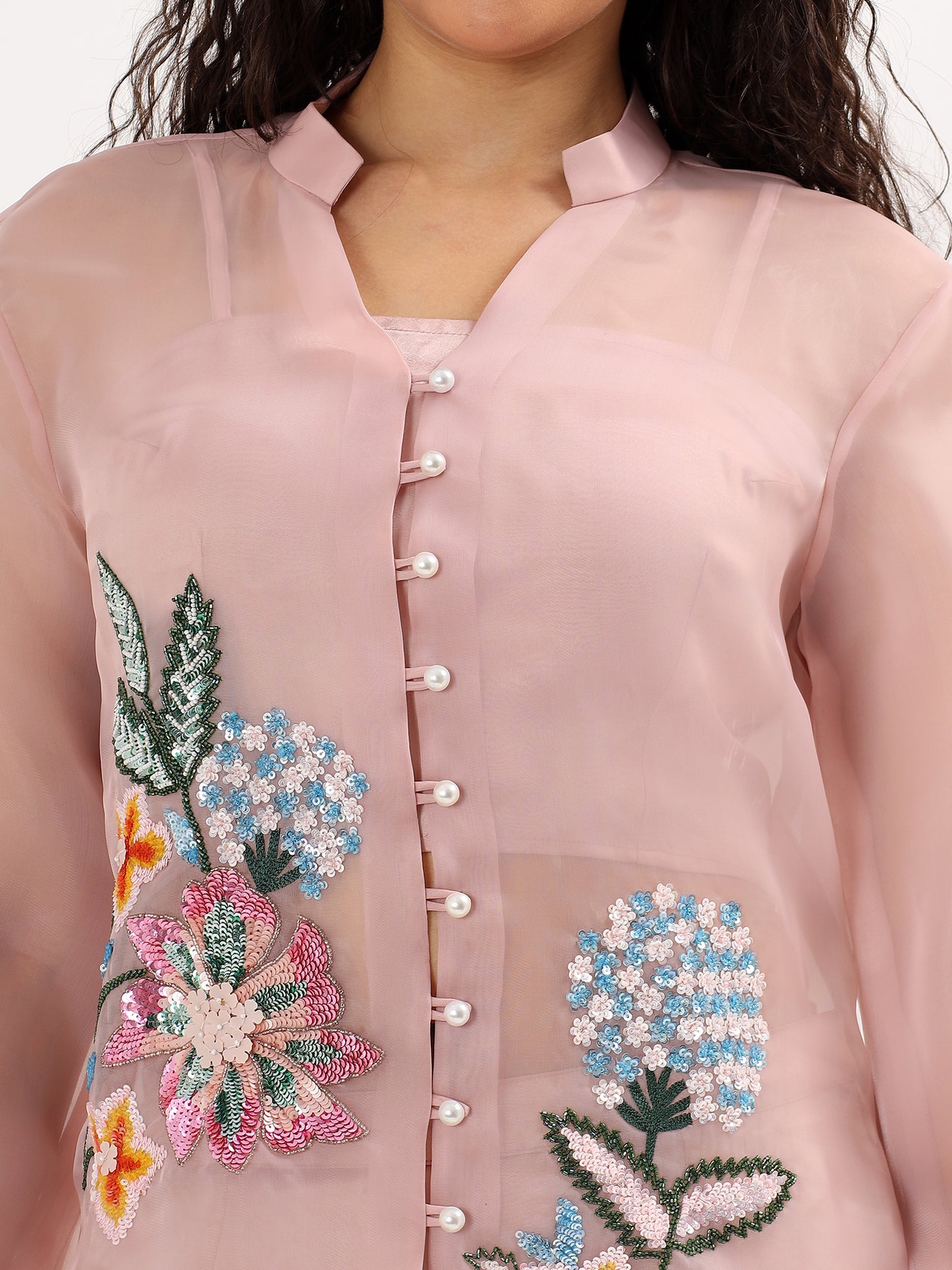 Petal Pink Floral Embroidered Co-ord Set