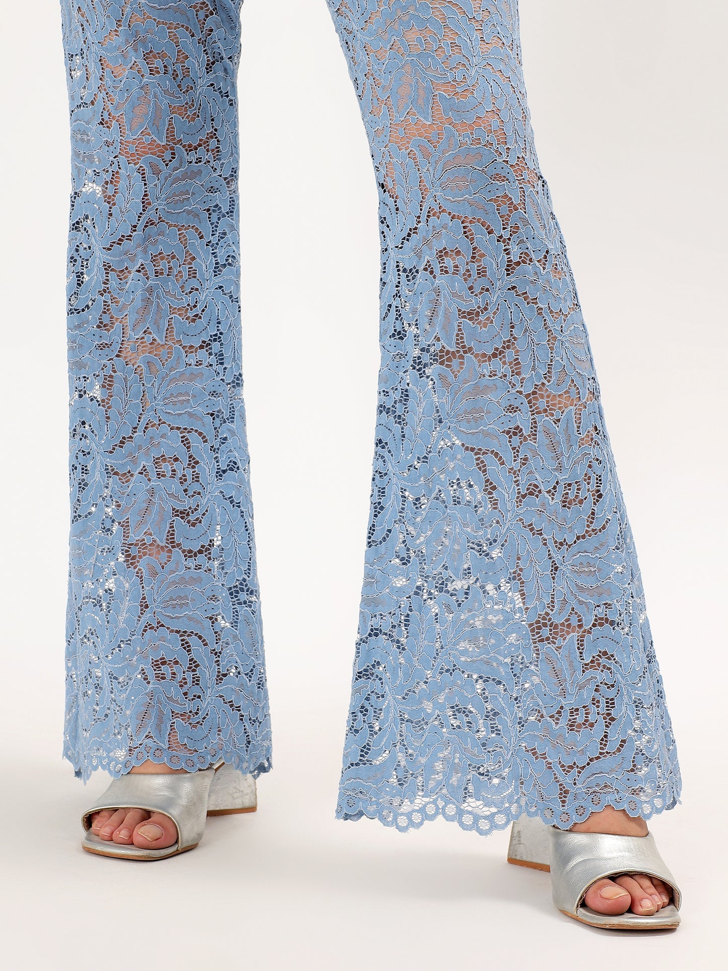 Sky Blue Lace Blazer Set