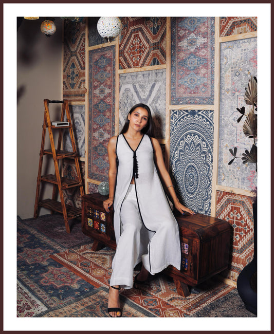 White Breezy pure linen co-ord set
