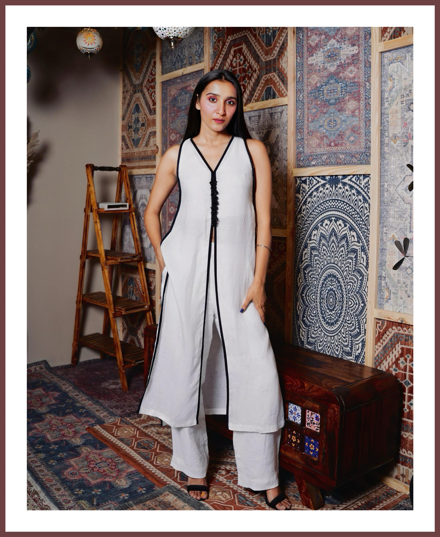 White Breezy pure linen co-ord set