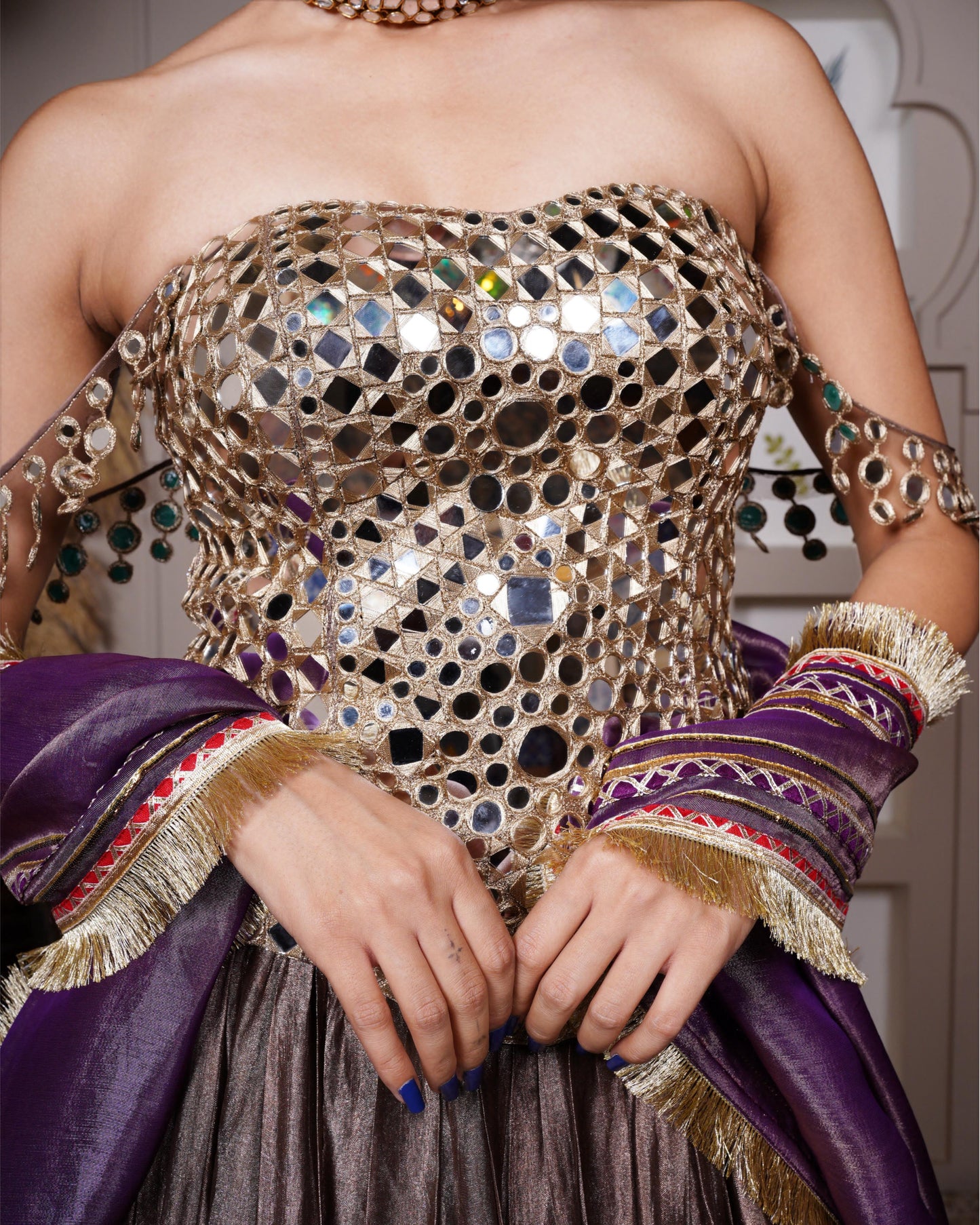 Zarqa Mirror Lehenga Set