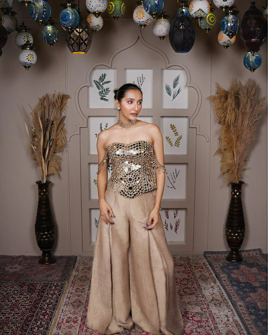 Name Noor Metallic Mirror Corset Set