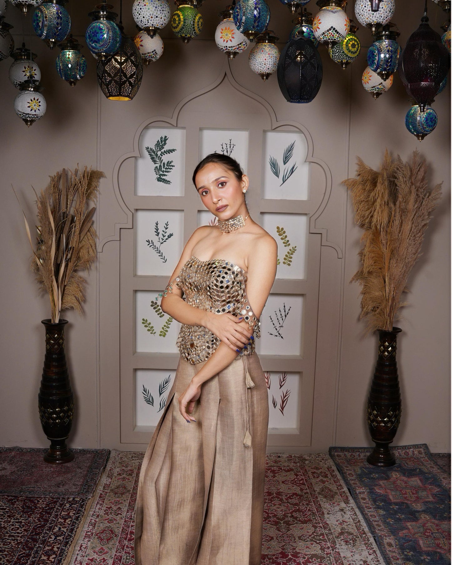 Name Noor Metallic Mirror Corset Set