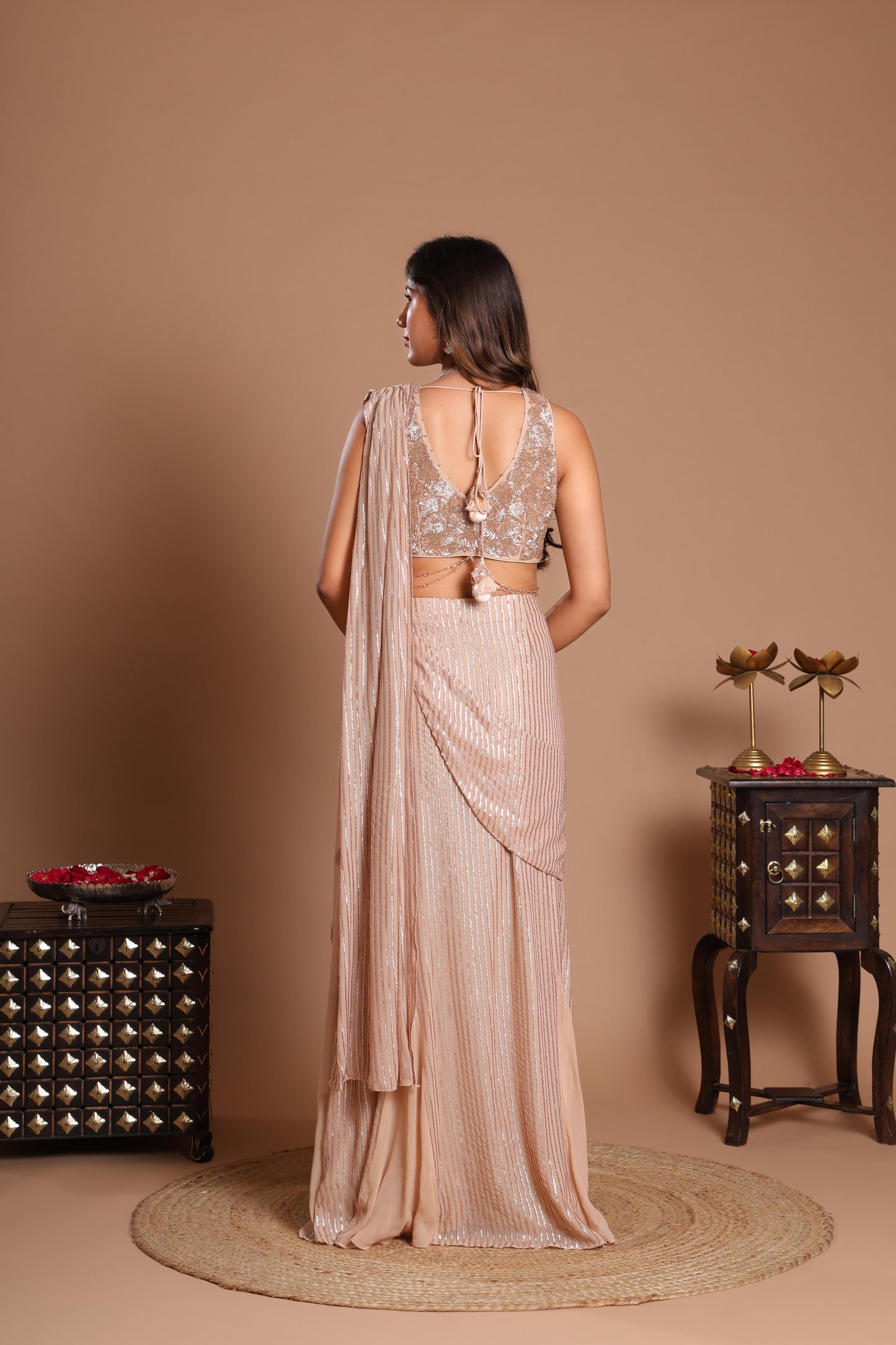 CHAMPANGE SPARKLE PREPARED SAREE
