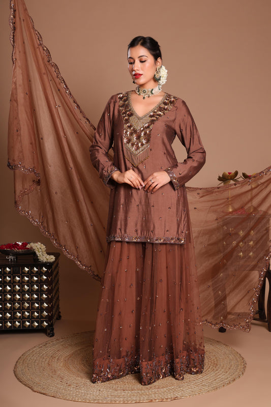 MAHOGANY BLOSSOM SHARARA SET