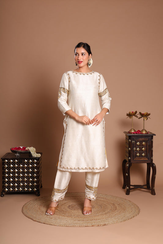 WHITE KANAK PRABHA KURTA SET
