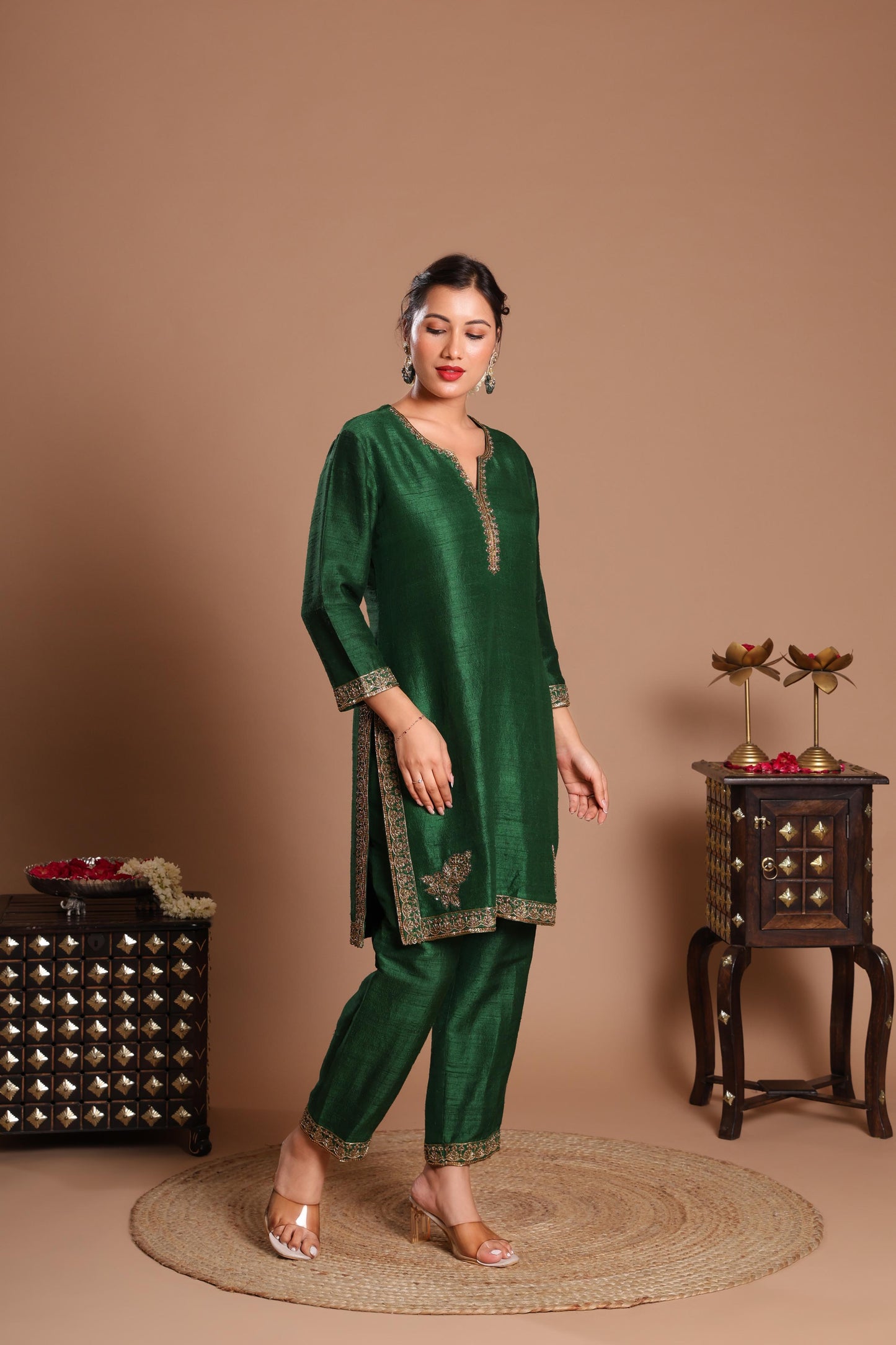 EMERALD AND MARIGOLD KURTA SET