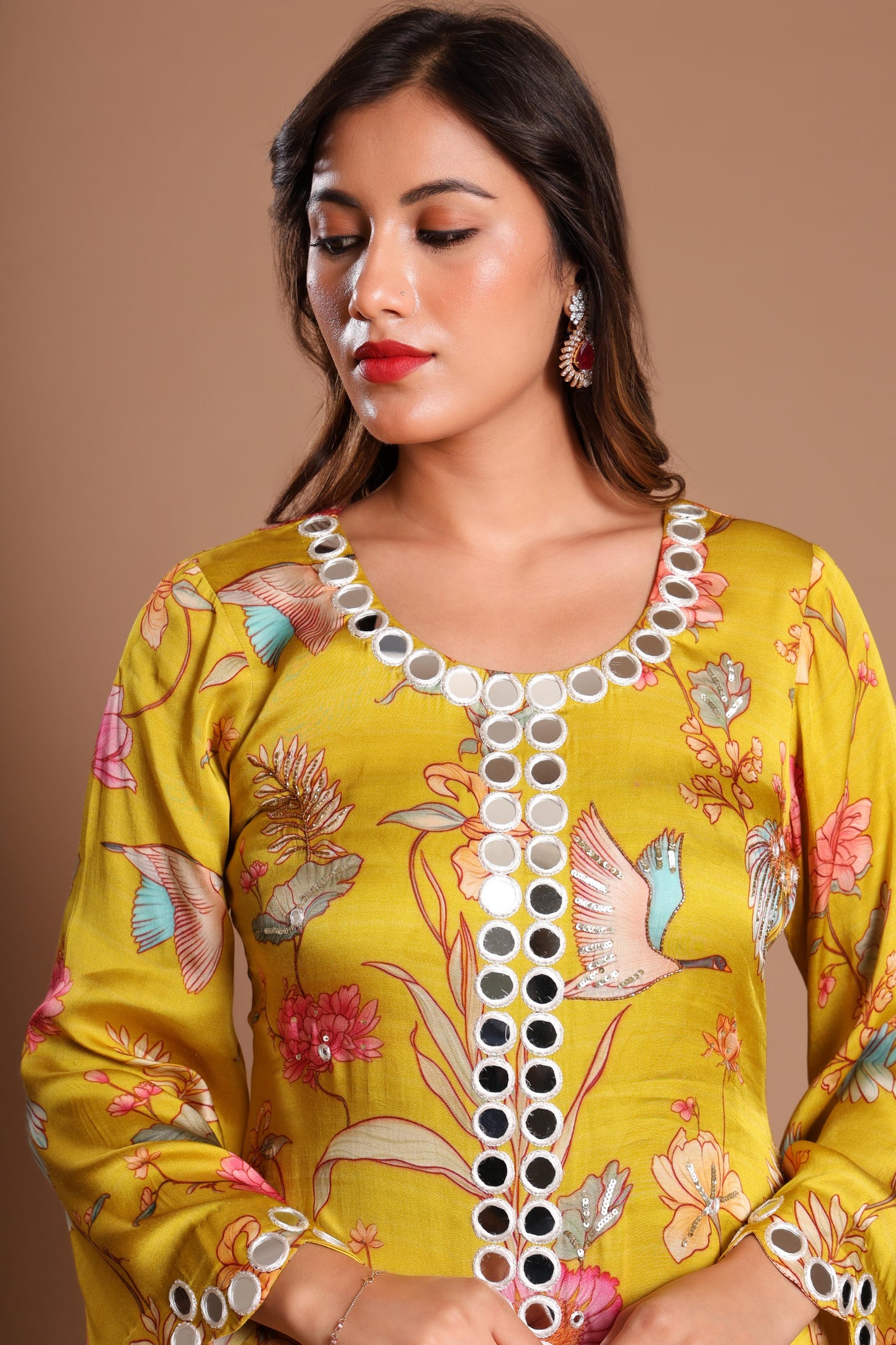 YELLOW AZZURE BLOOM INDO-WESTERN SET