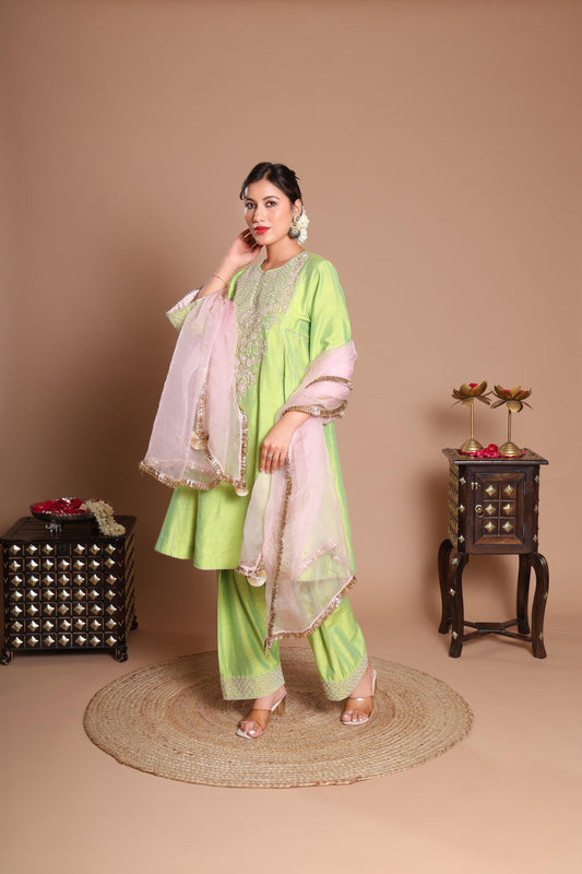 GREEN PISTACHIO KURTA SET