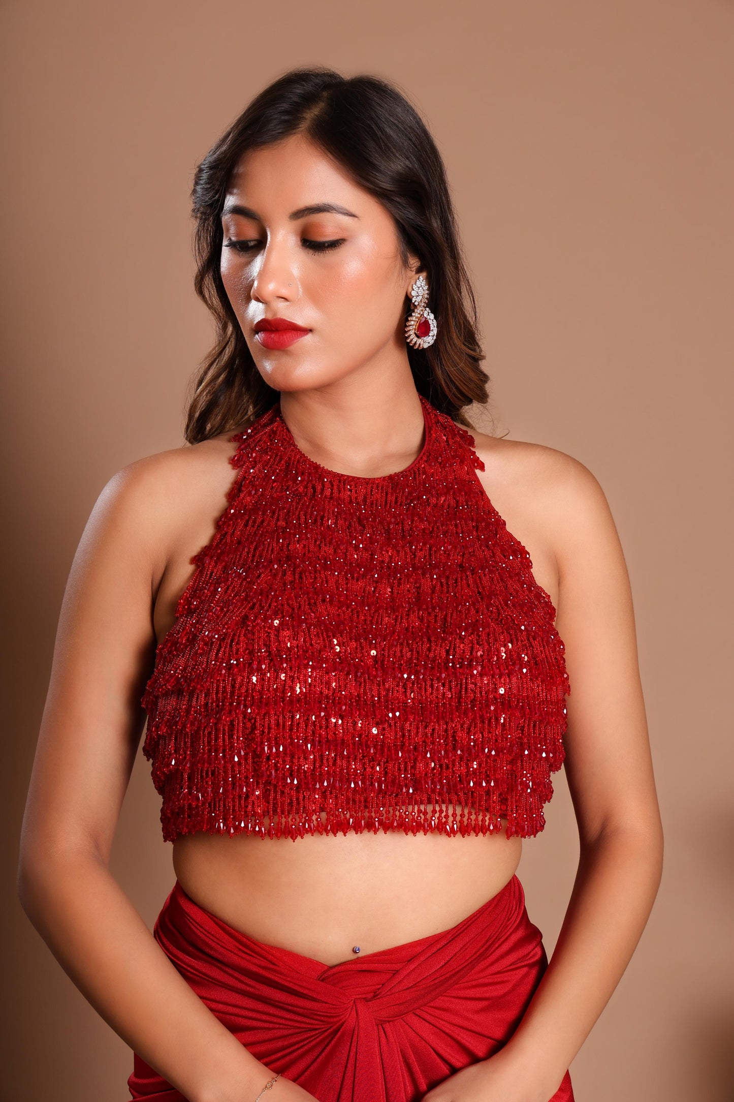 RUBY RADIANCE DRAPED SKIRT SET