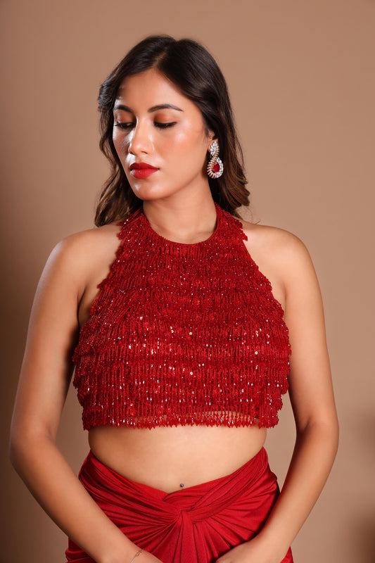 RUBY RADIANCE DRAPED SKIRT SET