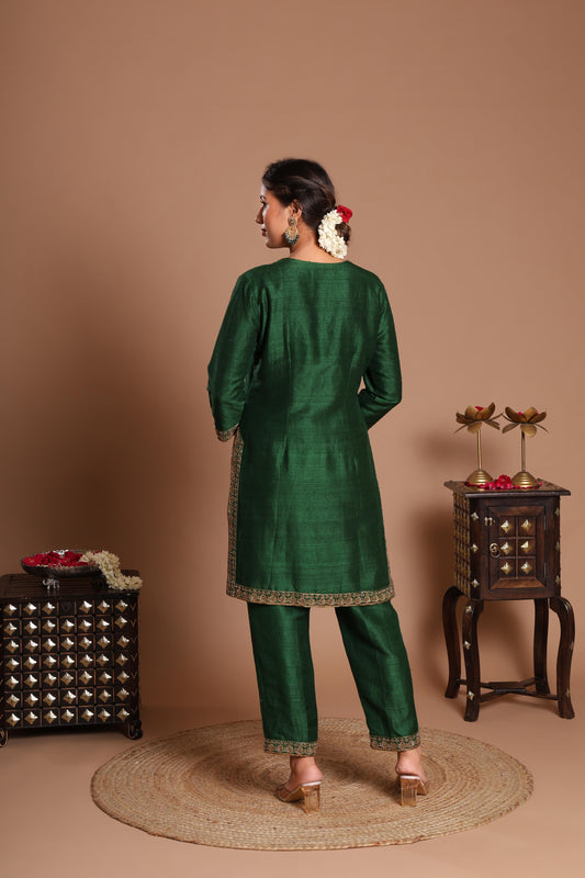 EMERALD AND MARIGOLD KURTA SET