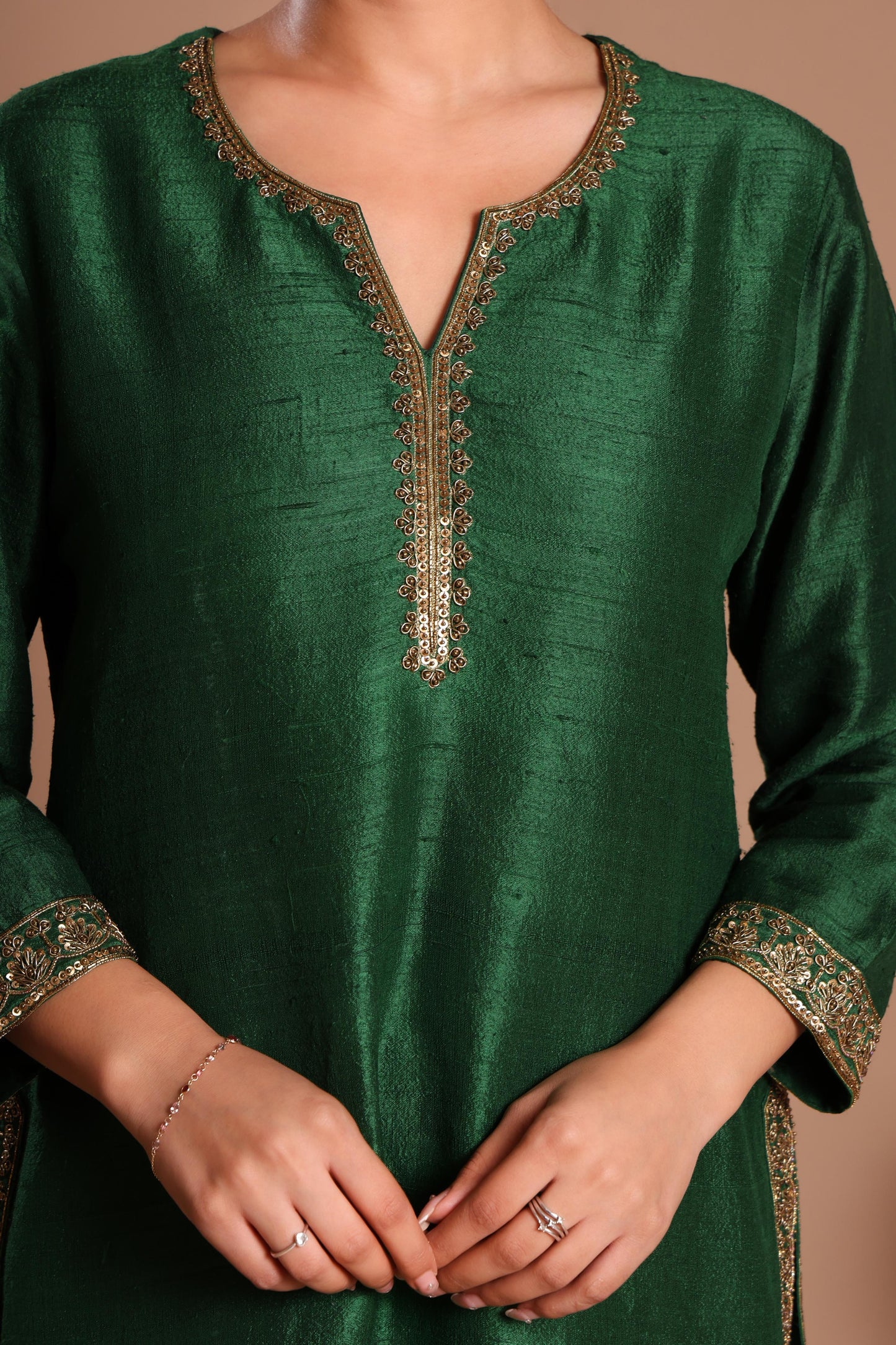 EMERALD AND MARIGOLD KURTA SET